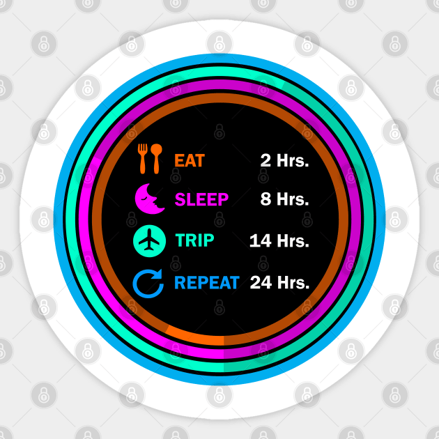 Eat sleep trip repeat t shirt. Sticker by Narot design shop